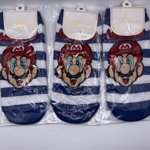 Nintendo Mario Striped Ankle‎ Socks 3 Pack
